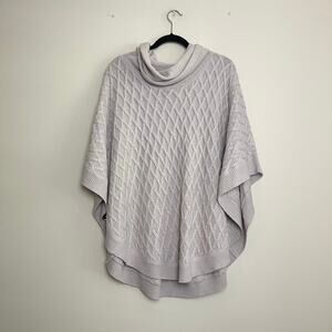 Chicos Knit Ribbed Cowl Neck Pullover Cozy Fall Pancho Women's Sz L/XL